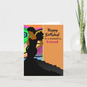 African American Elegant Friend Happy Birthday  Card