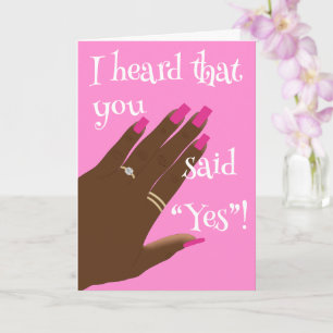 African American Engagement Congratulations Pink Card