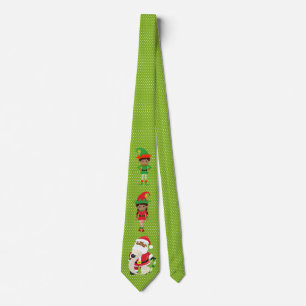 African American Ethnic Elf Santa Christmas Tie