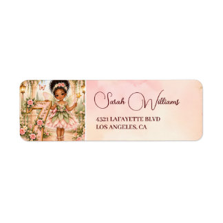 African American Fairy 7th Birthday Return Address Label