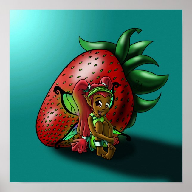 African American Fairy and Strawberry Poster (Front)