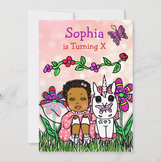 African-American Fairy Birthday Invitation (Front)