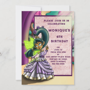 African American Fairy Birthday Party Invitation