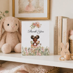African American Fairy Child Baby Shower Thank You Card