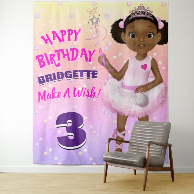 African American Fairy Princess Ballerina Backdrop Tapestry (In Situ)