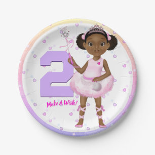 African American Fairy Princess Ballerina Paper Plate