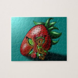 African American Fairy with Strawberry Jigsaw Puzzle