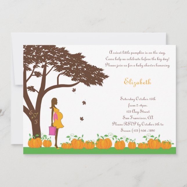 African American Fall Girl Baby Shower Invitations (Front)