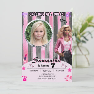 African American Fashion Doll Birthday  Invitation