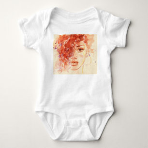 African American fashion, watercolor illustration. Baby Bodysuit