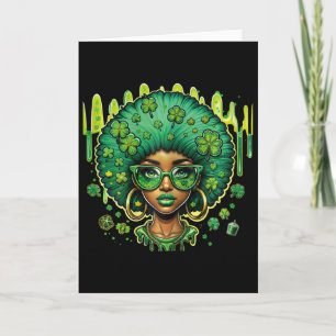 African American Female Leprechaun Black St Patric Card