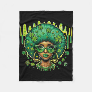 African American Female Leprechaun Black St Patric Fleece Blanket