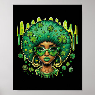 African American Female Leprechaun Black St Patric Poster
