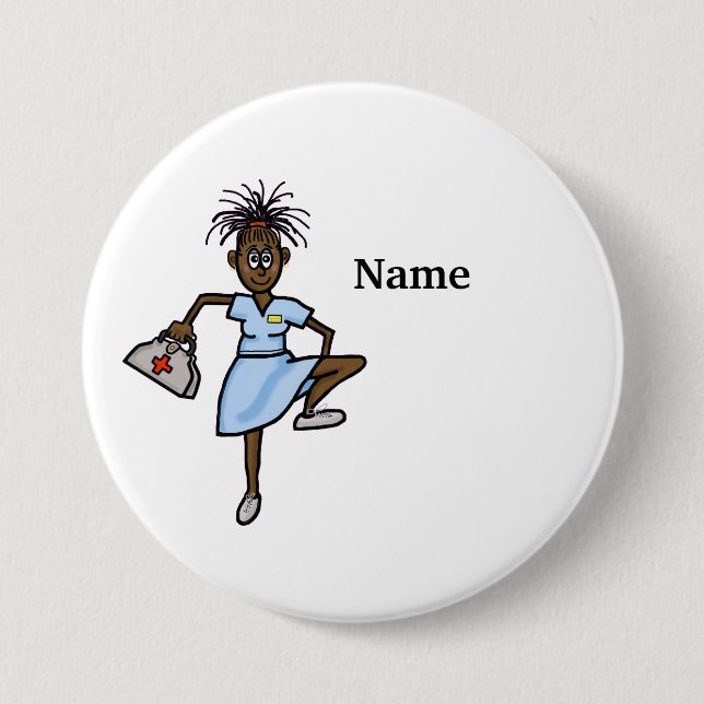 African-American Female Nurse Button (Front)
