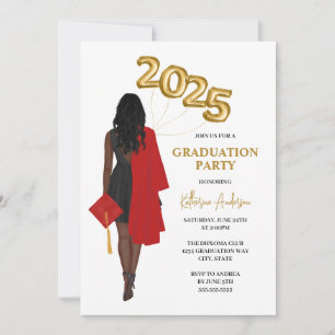 African American Female Photo Graduation Party Invitation