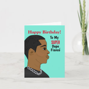 African American Fiancé Happy Birthday Card