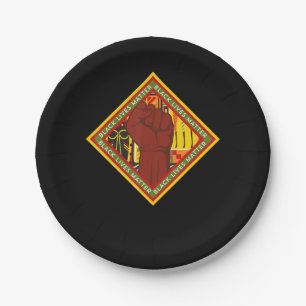 African American Fist Melanin Black Pride Music Paper Plate