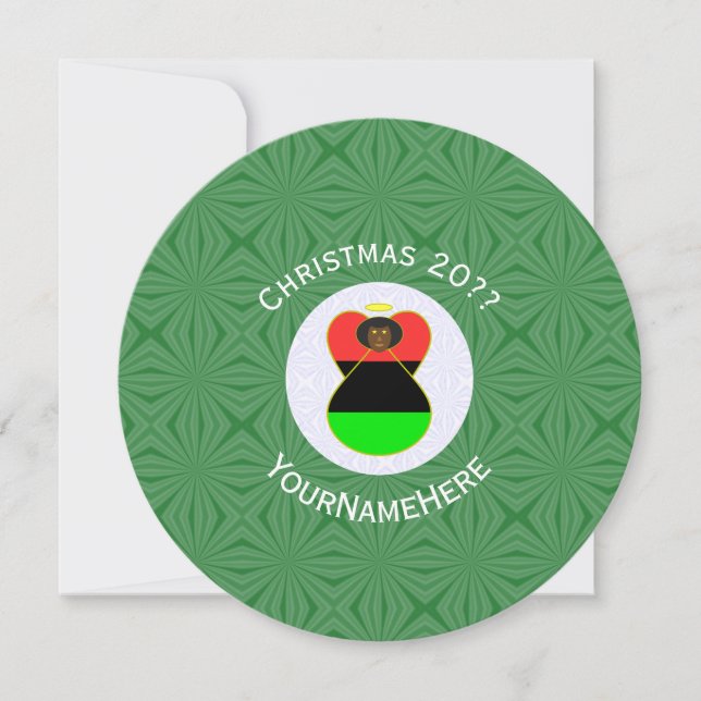 African American Flag Angel Christmas Personalised Invitation (Front)
