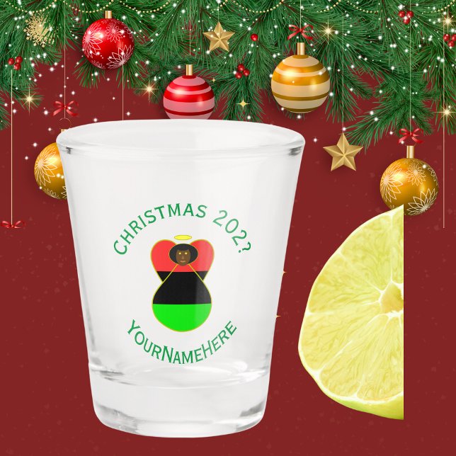 African American Flag Christmas Angel Personalise  Shot Glass (Creator Uploaded)