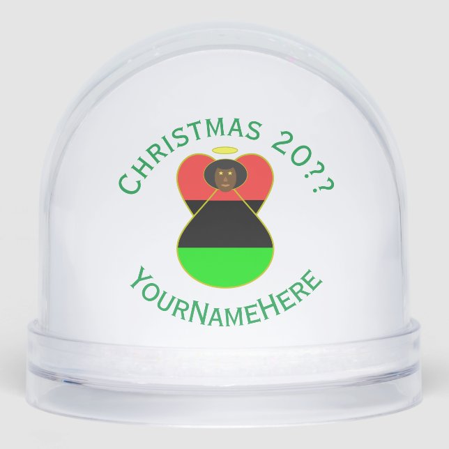 African American Flag Christmas Angel Personalise  Snowglobe (Front)