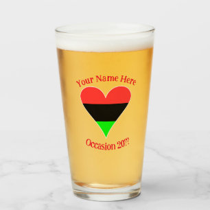 African American Flag Heart Funky Personalised  Glass