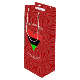 African American Flag Heart Funky Personalised Wine Gift Bag