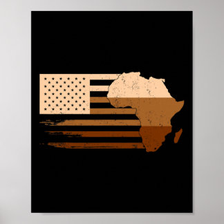 African American Flag Melanin Usa Flag Black Histo Poster