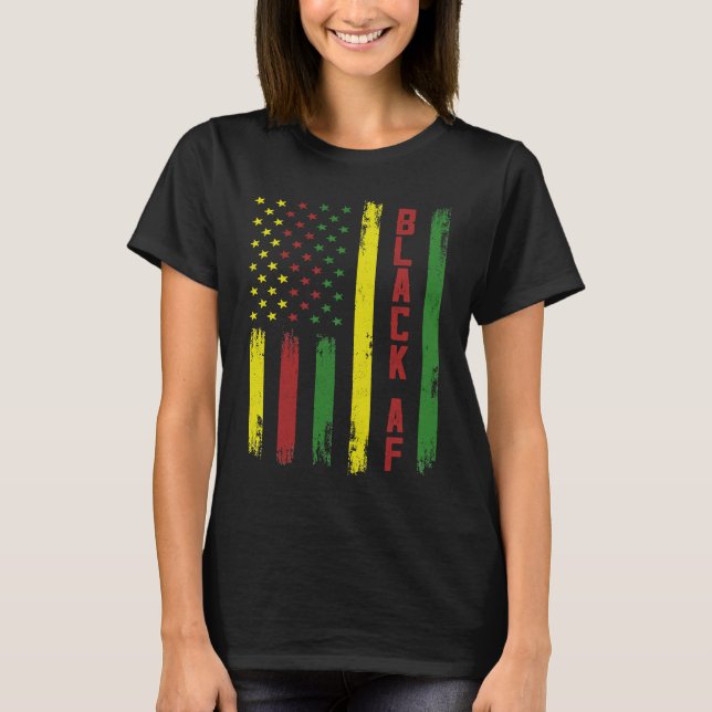 African American Flag Men Women Pride Apparel Blac T-Shirt (Front)