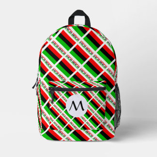 African American Flag Tiled Monogrammed  Printed Backpack