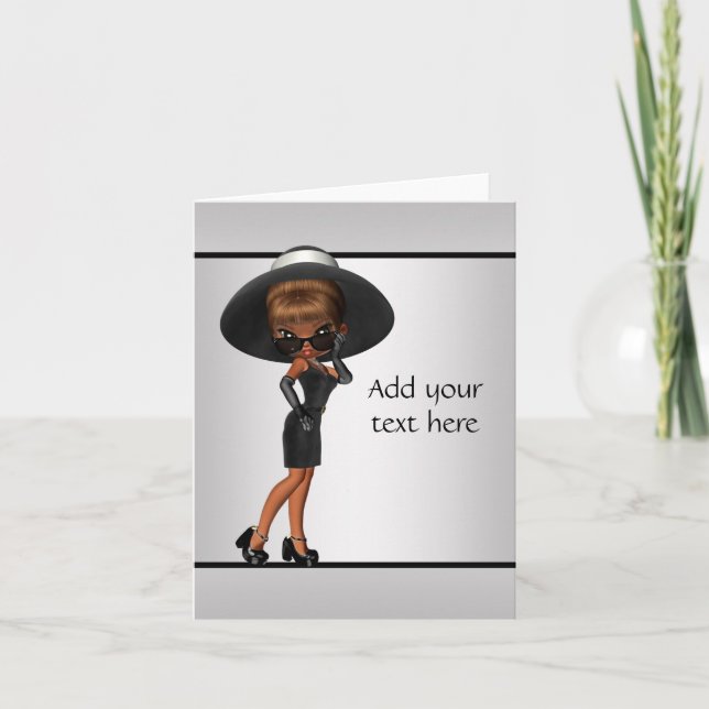 African American Fun Diva Greeting Card (Front)