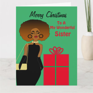 African American Funny Sister Merry Christmas  Car Card