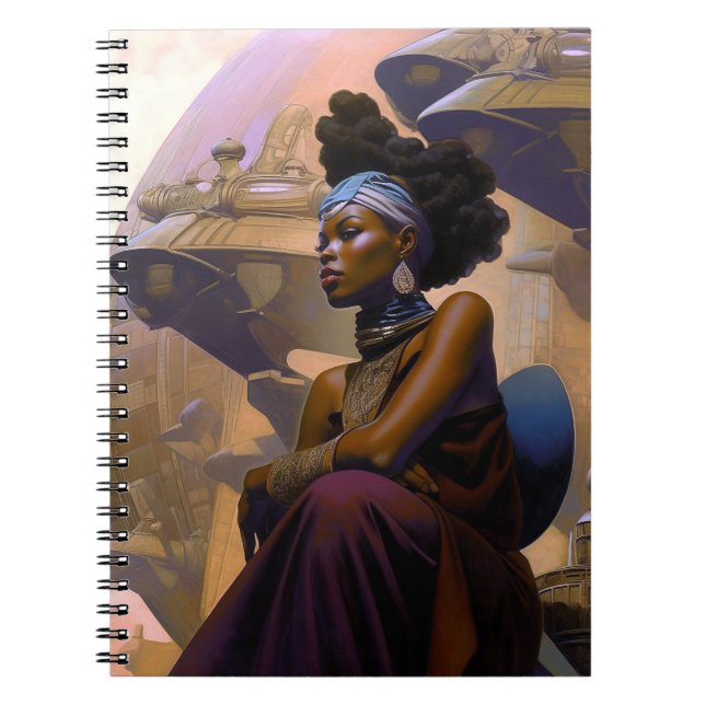 African American Futuristic Lady Notebook (Front)