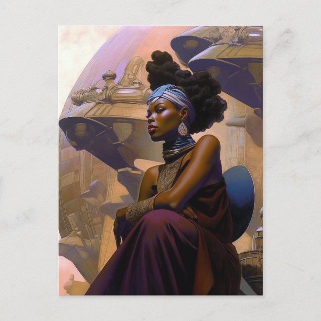African American Futuristic Lady Postcard (Front)