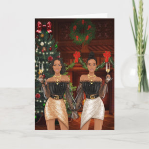 African American Gay Couple Christmas Card
