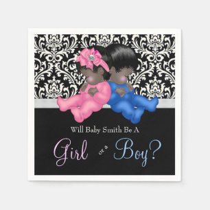 African American Gender Reveal Baby Shower Napkin