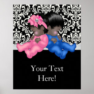 African American Gender Reveal Baby Shower Poster