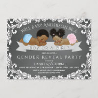 African American Gender Reveal Shower Invitations