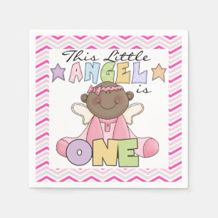 African American Girl 1st Birthday Paper Napkins