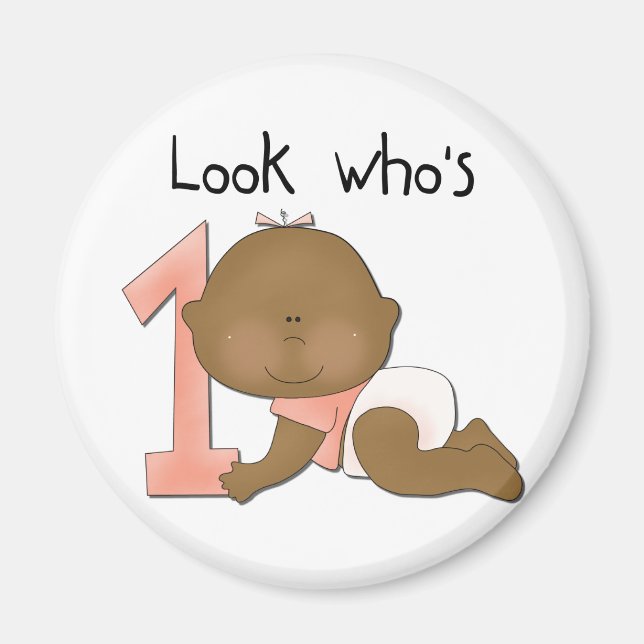 African American Girl 1st Birthday Tshirts Magnet (Front)