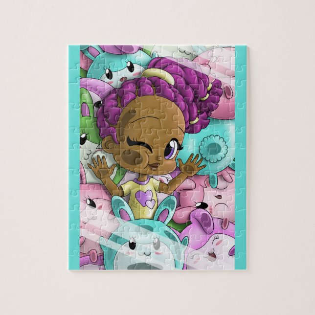 African American Girl and Bunnies Jigsaw Puzzle (Vertical)