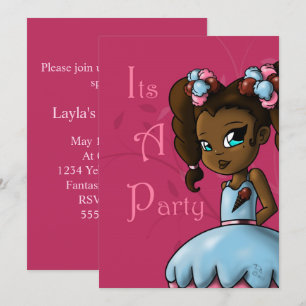 African American Girl and Ice Cream Birthday Party Invitation