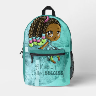 African American Girl and Positive Words Printed Backpack