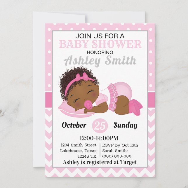 African American Girl Baby Shower Invitation (Front)