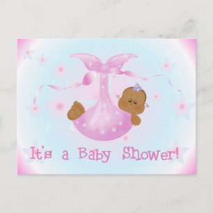 African American Girl Baby Shower Invitation Postcard