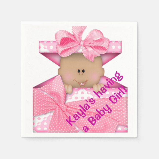 African American Girl Baby Shower Paper Napkins (Front)