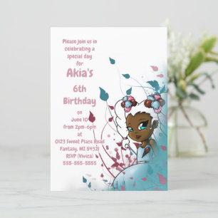 African American Girl Birthday Party  Invitation
