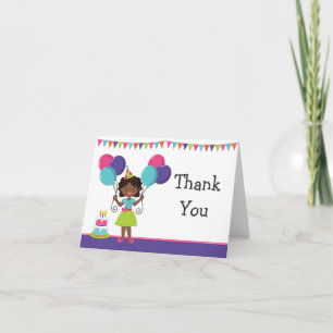 African American Girl Birthday Party Thank You