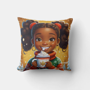 African American Girl,Black Girl Christmas Cushion