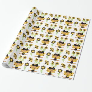 African American Girl Bumble Bee Wrapping Paper