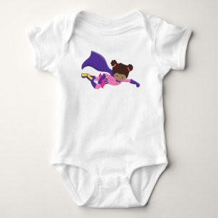 African American Girl, Cape, Superhero Girl Baby Bodysuit